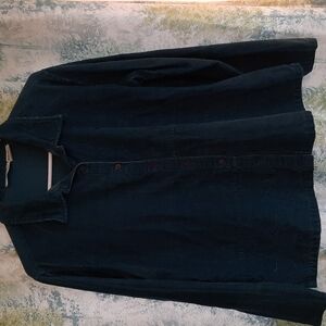 Dark Teal Corduroy button up shirt or light jackets y2k leaf pattern on part